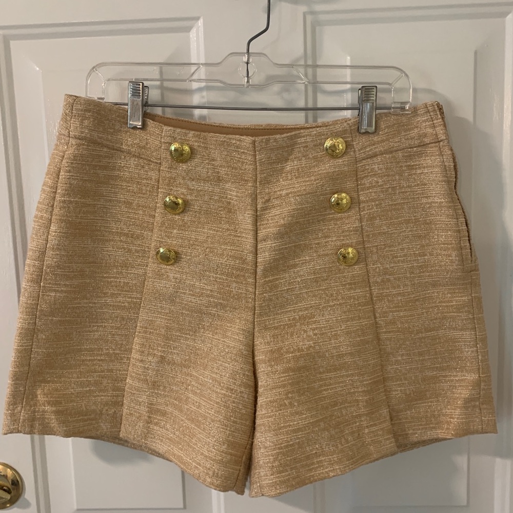 Lilly Pulitzer Tan Shorts with Gold Buttons